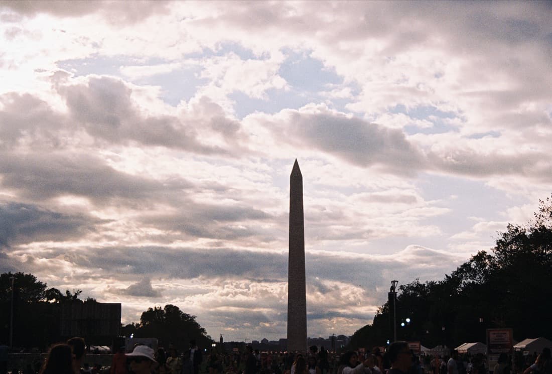 A monument at dusk